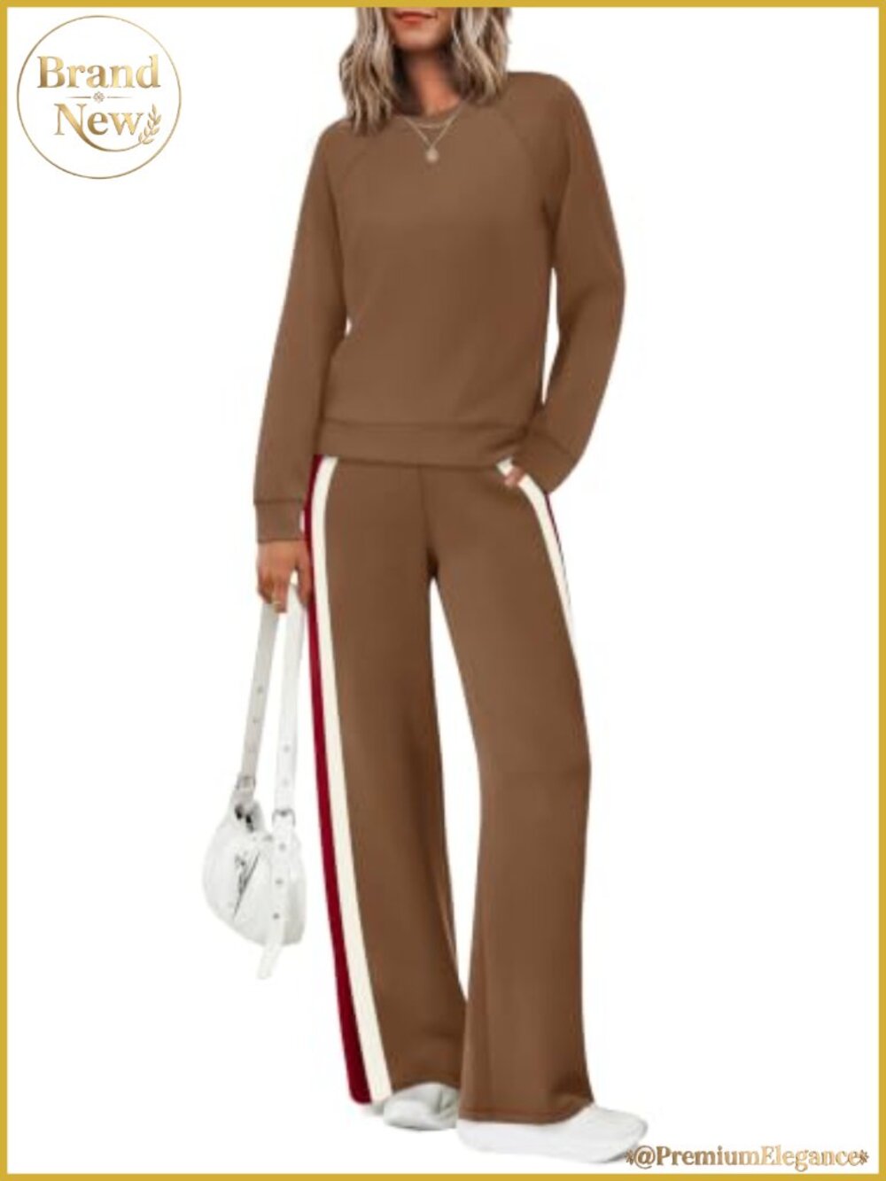 2 Piece Lounge Set Sweatshirt & Wide Leg Pants Polyester Rayon Spandex
